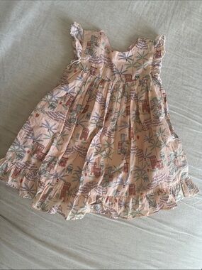 Janie and Jack Peach Printed Ruffle Dress